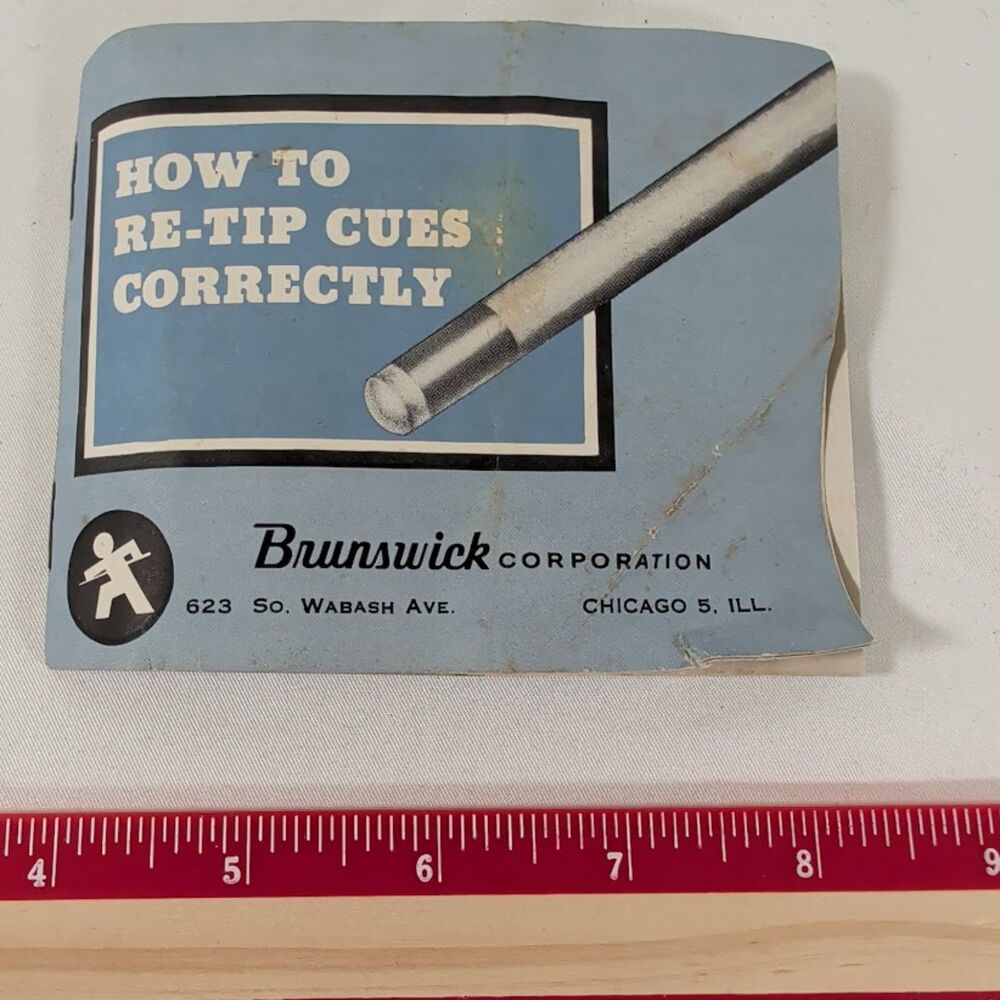 Vintage Brunswick How to Re-Tip Cues Correctly Booklet Billiards Pool Guide USA
